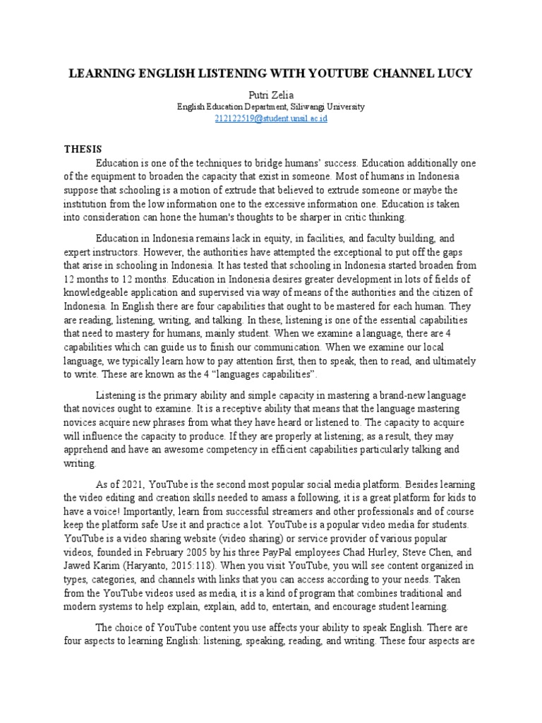 Learning English Listening With Lucy Pdf Educational Technology