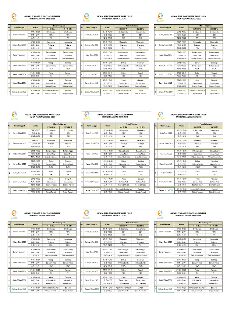 Kartu Peserta Ujian SMA Elfitra 2023 | PDF