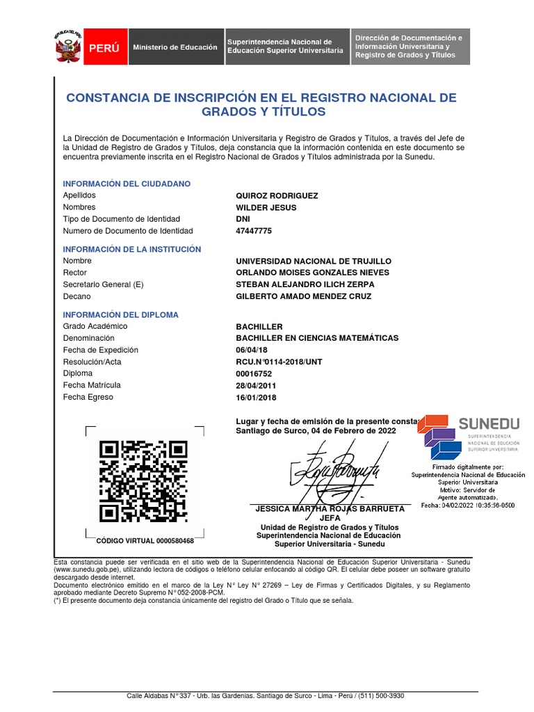 Constancia de sunedu pdf