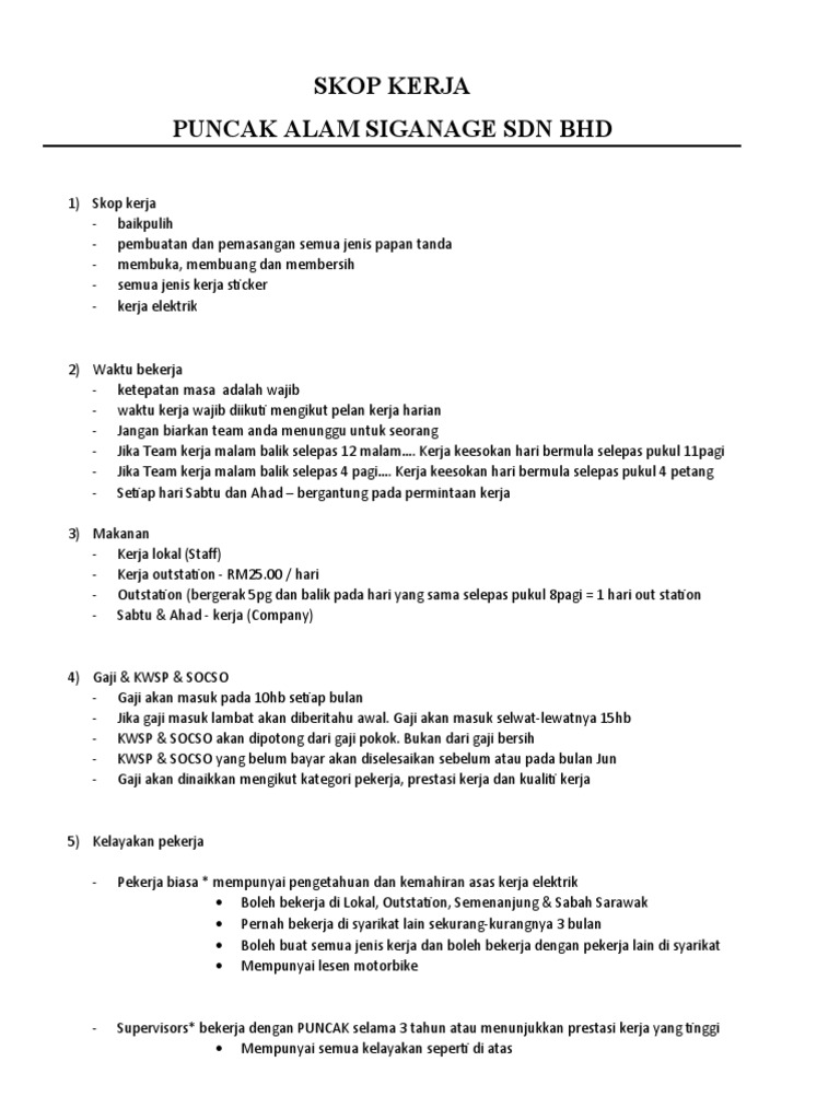 Skop Kerja | PDF