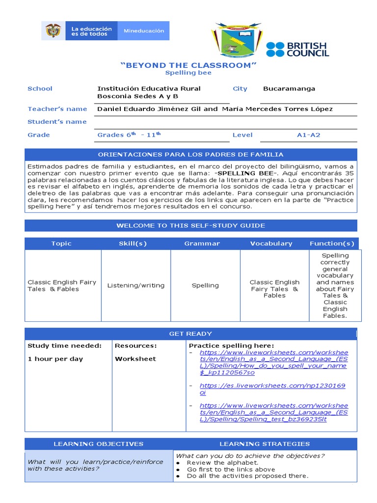 Spelling Bee Classic Fairy Tales& Fables 2023. Final March 09th 23 ...