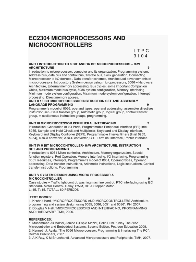 Microprocessors and Microcontrollers Overview | PDF | Microcontroller ...