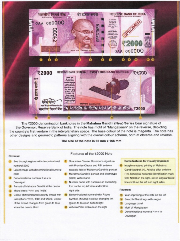 Features of Rs 2000 Note | PDF