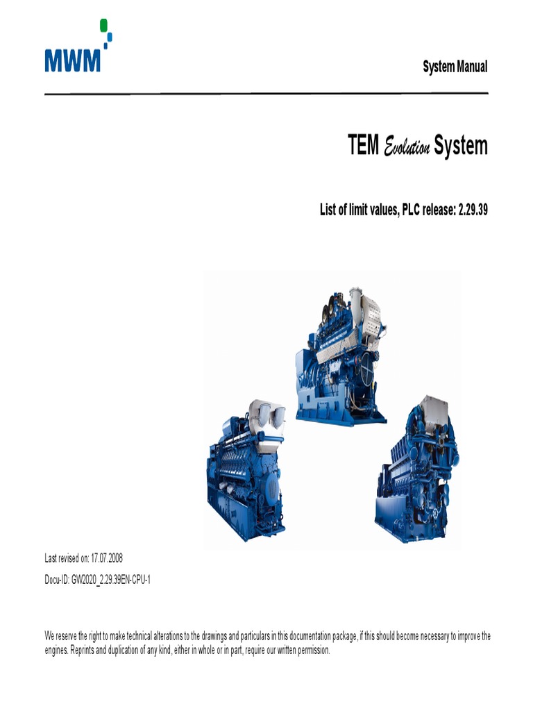 TEM Evolution System Limit Values Guide | PDF | Engines | Machines