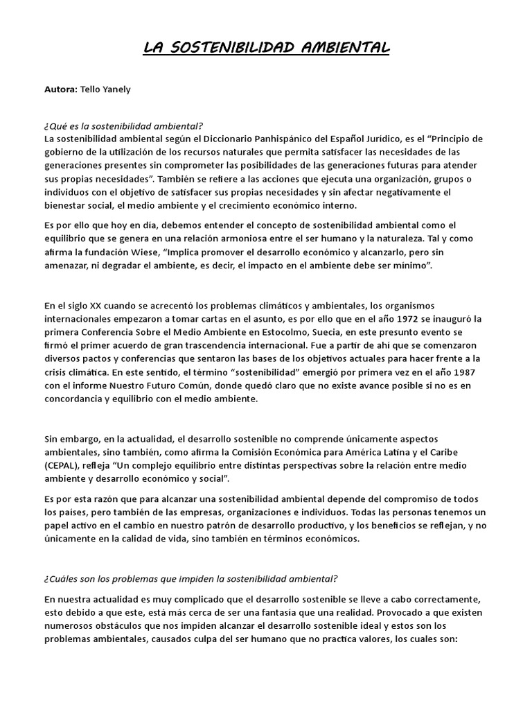 Definición y Estrategias de Sostenibilidad Ambiental | PDF ...