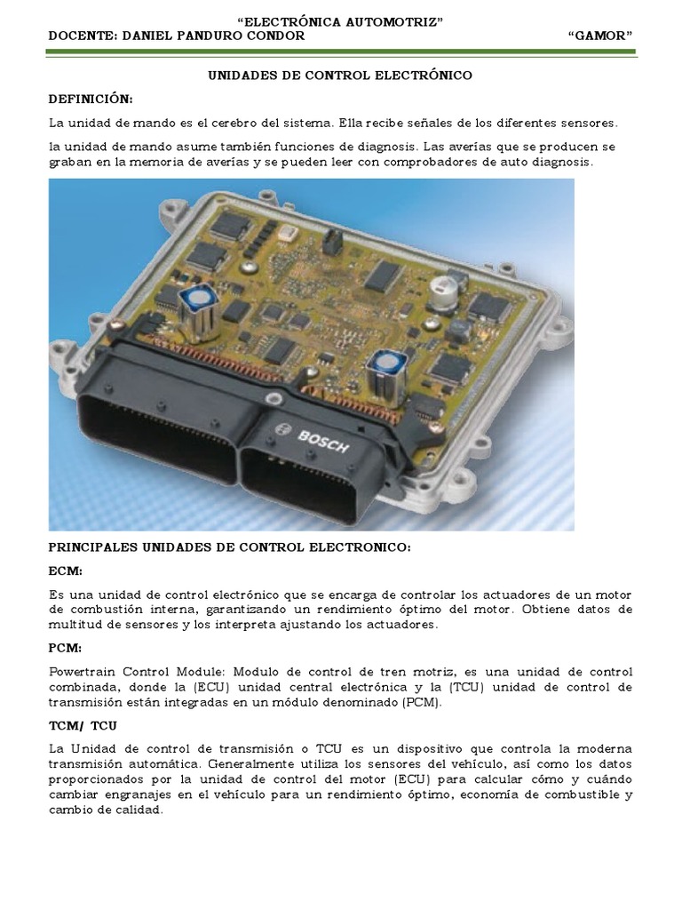 Separata 10 Unidades de Control Electrónico | PDF