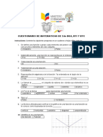 Cuestionario de Matematicas de 2do Bgu