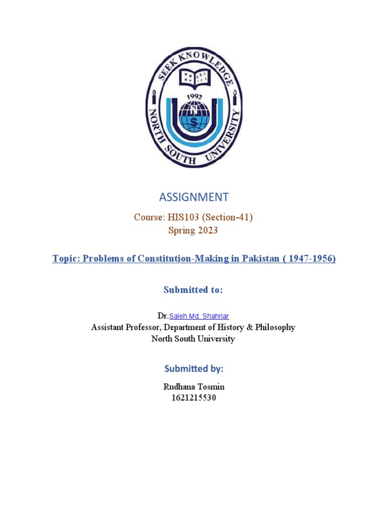 HIS 103 Pakistan Final | PDF