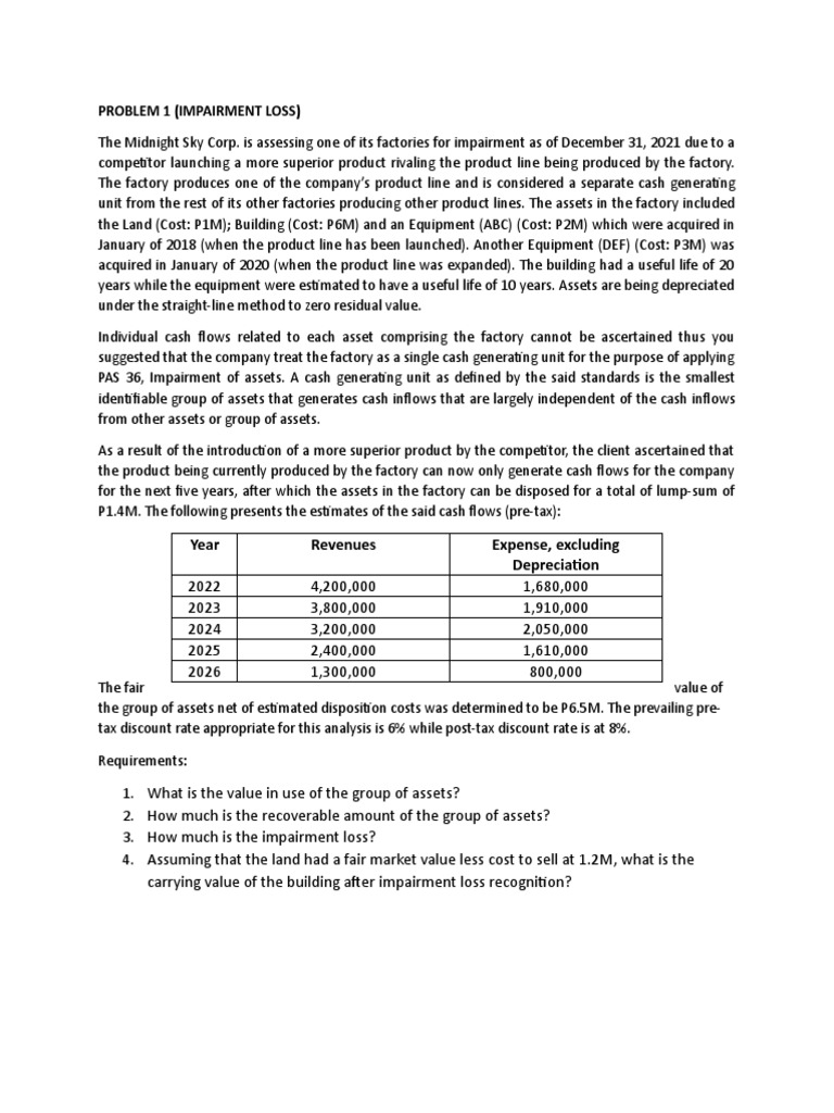 Impairment and Revaluation Analysis Guide | PDF | Depreciation | Book Value