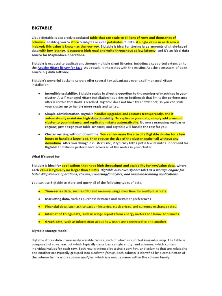 BIGTABLE | PDF