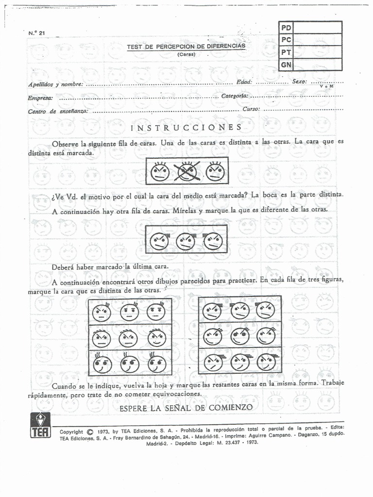 Test caras pdf