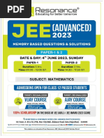 JEE Advanced 2023 Paper-1 & 2 Mathematics