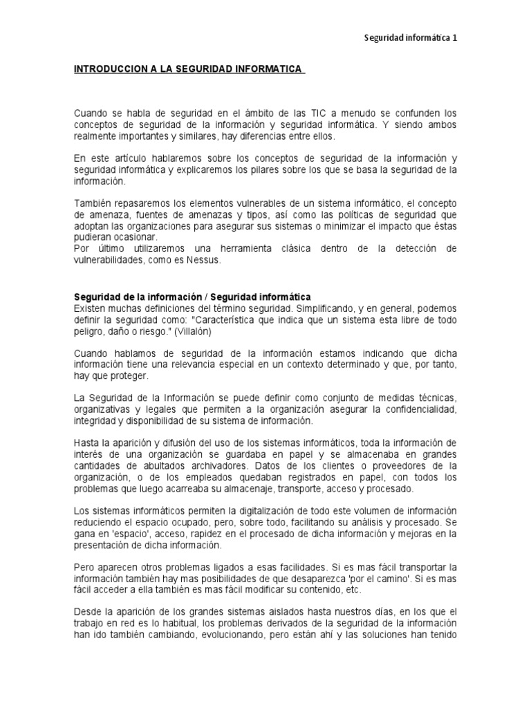 Introduccion A La Seguridad Informatica Basica | PDF