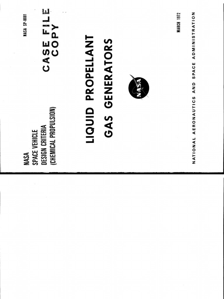 NASA Liquid Propellant Gas Generators PDF Rocket Propellant