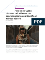 Flowers' de Miley Cyrus Alcanza Mil Millones de Reproducciones en Spotify en Tiempo Récord