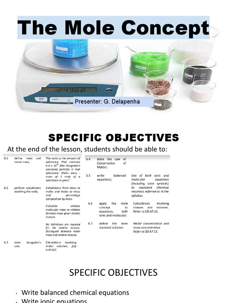 Understanding the Mole Concept in Chemistry | PDF