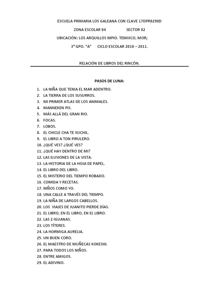 Libros del Rincón Tercer Grado 2011 | PDF