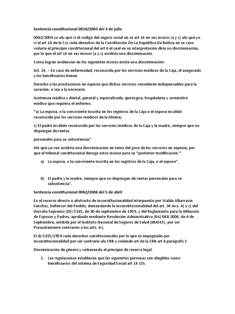 Sentencias Constitucionales | PDF