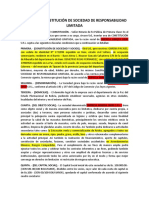 Minuta de Constitución de Sociedad de Responsabilidad Limitada