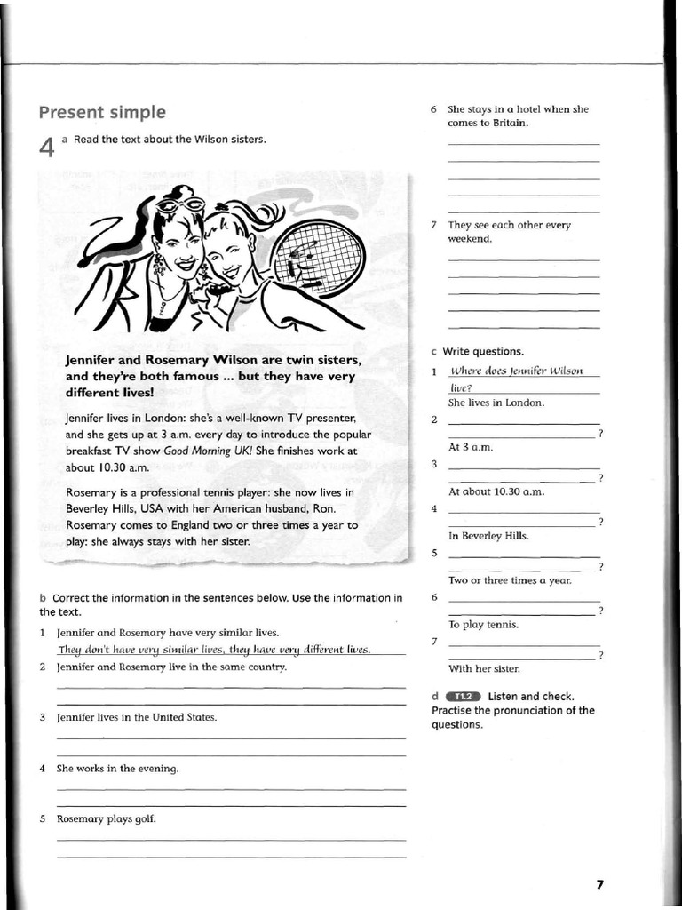 Present Simple Practice Exercises | PDF