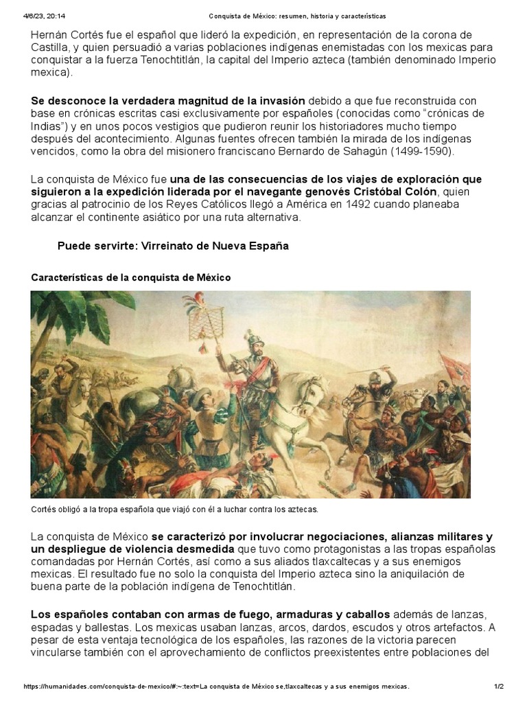 Resumen de la Conquista de México | PDF | Hernán Cortés | Imperio español