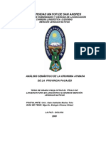 Universidad Mayor de San Andres: Análisis Semántico de La Oronimia Aymara de La Provincia Pacajes