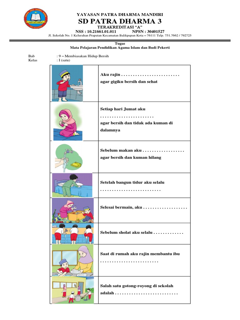 Tugas Bab 9 Membiasakan Hidup Bersih Pdf
