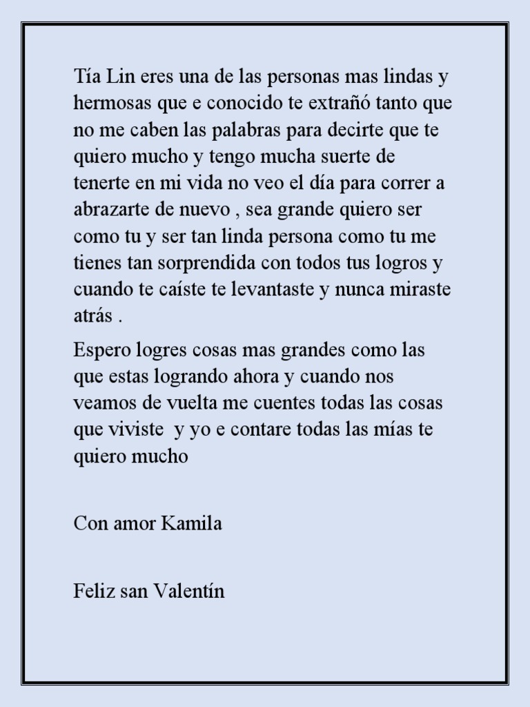 Mensaje de amor para Tía Lin | PDF