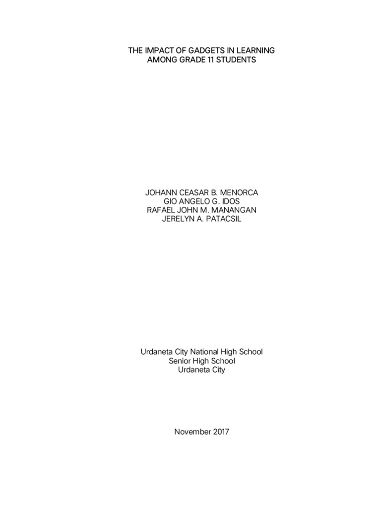 Impact of Gadgets on Grade 11 Learning | PDF | Statistics | Learning