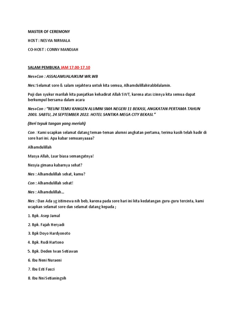 Teks Master of Ceremony | PDF