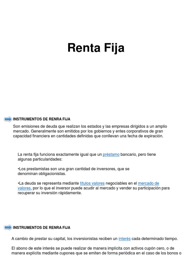 Guía Completa de Instrumentos de Renta Fija | PDF | Renta Fija ...