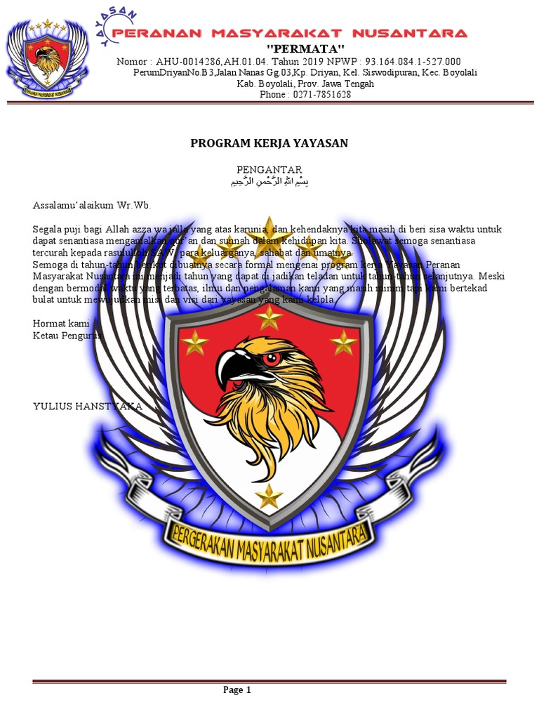 Program Kerja Yayasan 2019 | PDF | Karier & Perkembangan