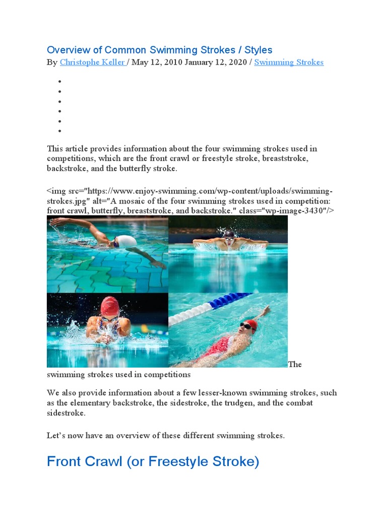 Swimming Strokes Pdf