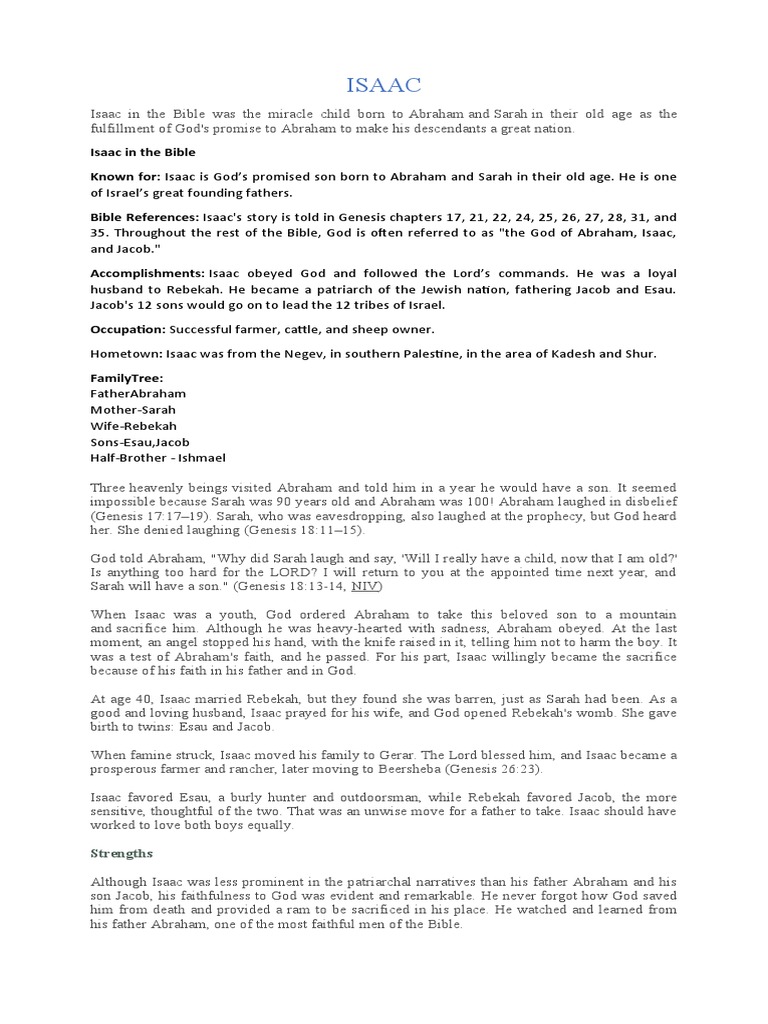 ISAAC | PDF | Isaac | Rebecca