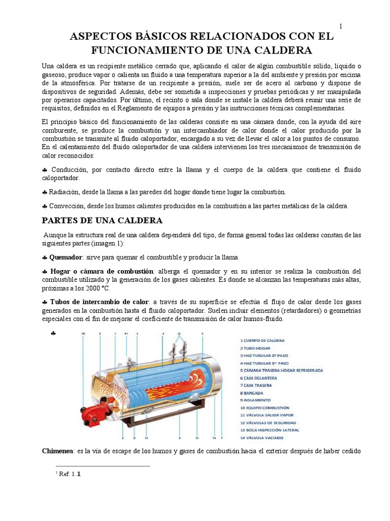 ASPECTOS BÁSICOS RELACIONADOS CON EL FUNCIONAMIENTO DE UNA CALDERA | PDF