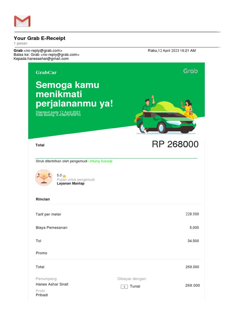 E-Receipt GrabCar 12 April 2023 | PDF