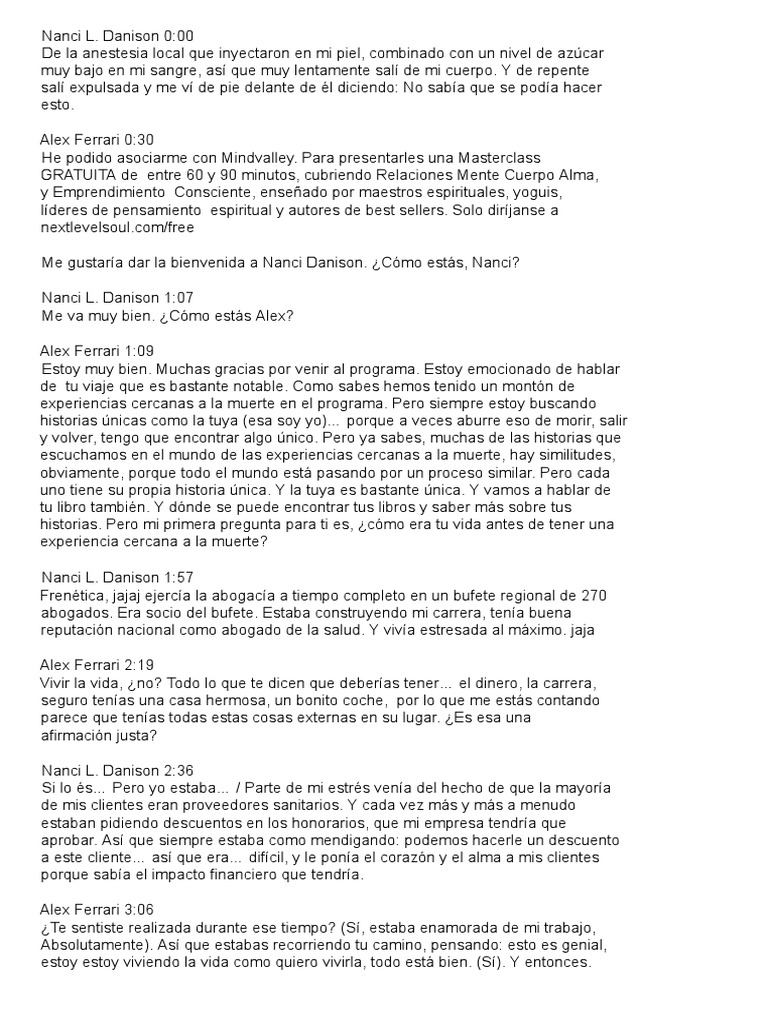 Corrigiendo - Nanci L. Danison Transcript SPANISH | PDF