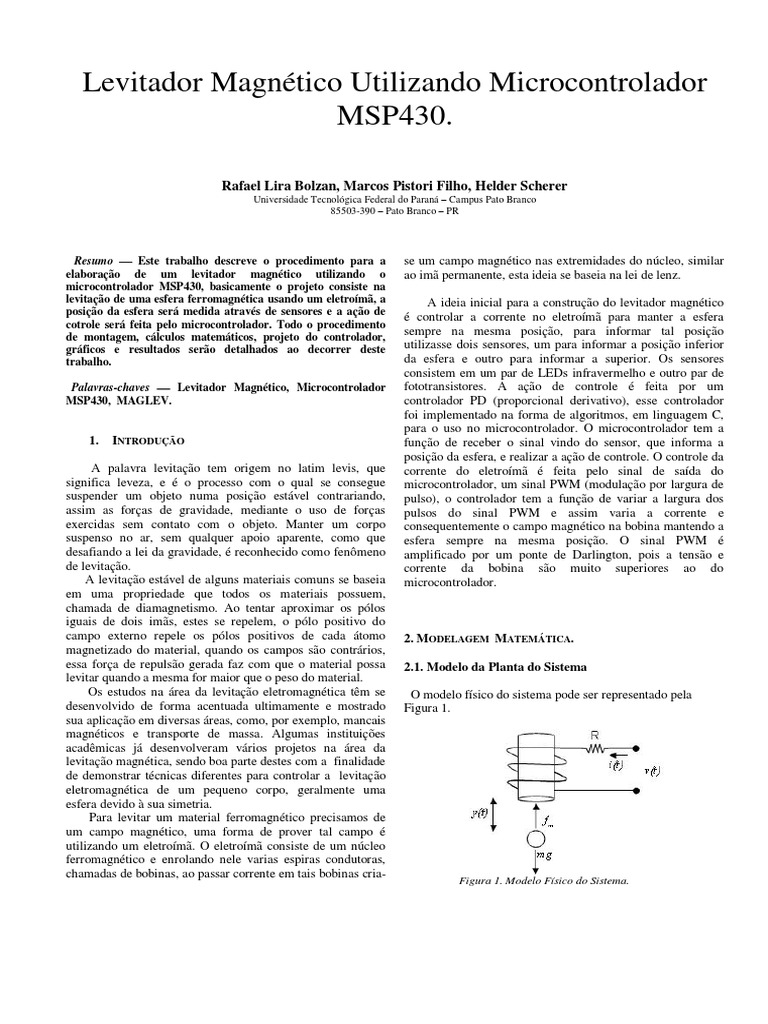 Levitador Magnetico Utilizando o Microco | PDF | Magnetismo | Conversor ...