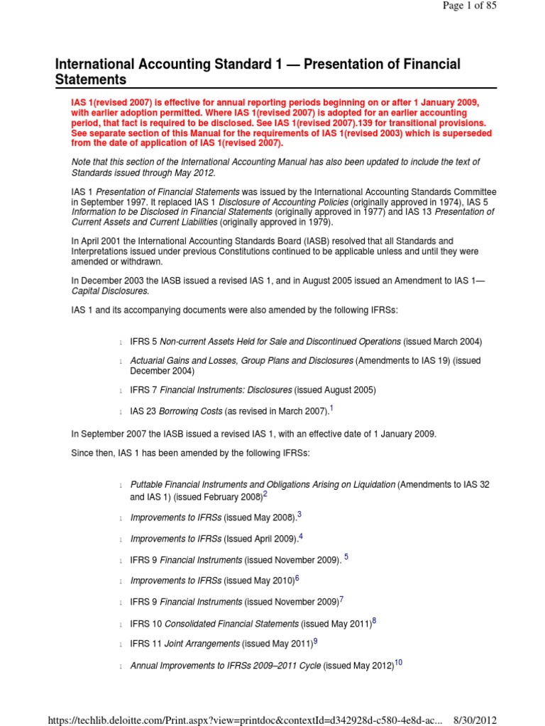 IAS 1: Financial Statement Presentation | PDF | Business | Finance ...