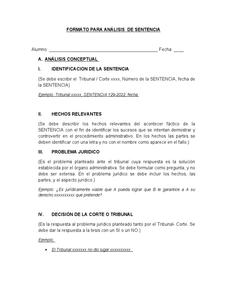 Formato para Analisis de Sentencia | PDF