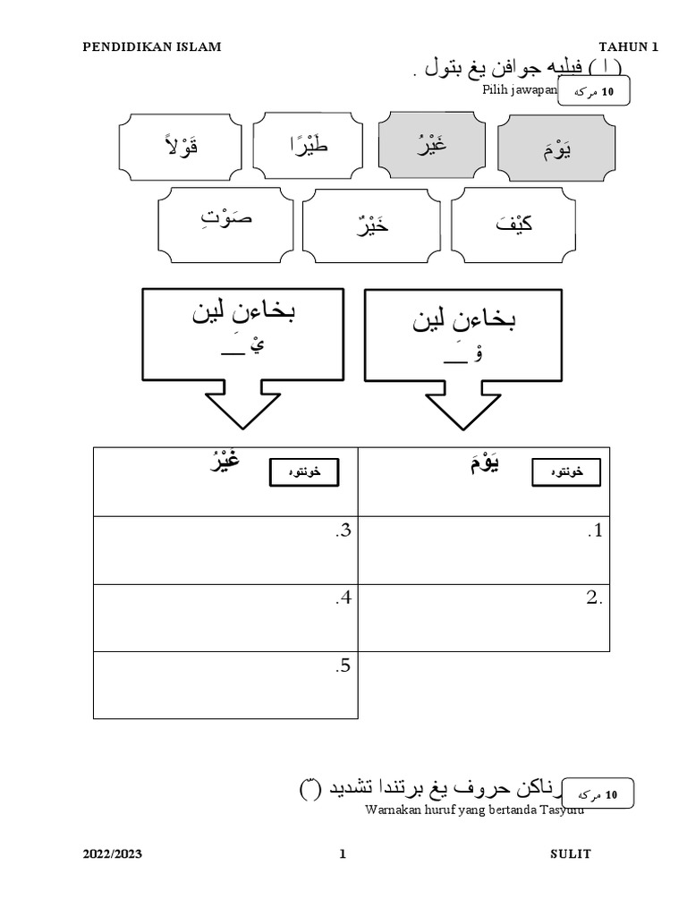 Soalan Pendidikan Islam Tahun 1 2022 Pat Pdf