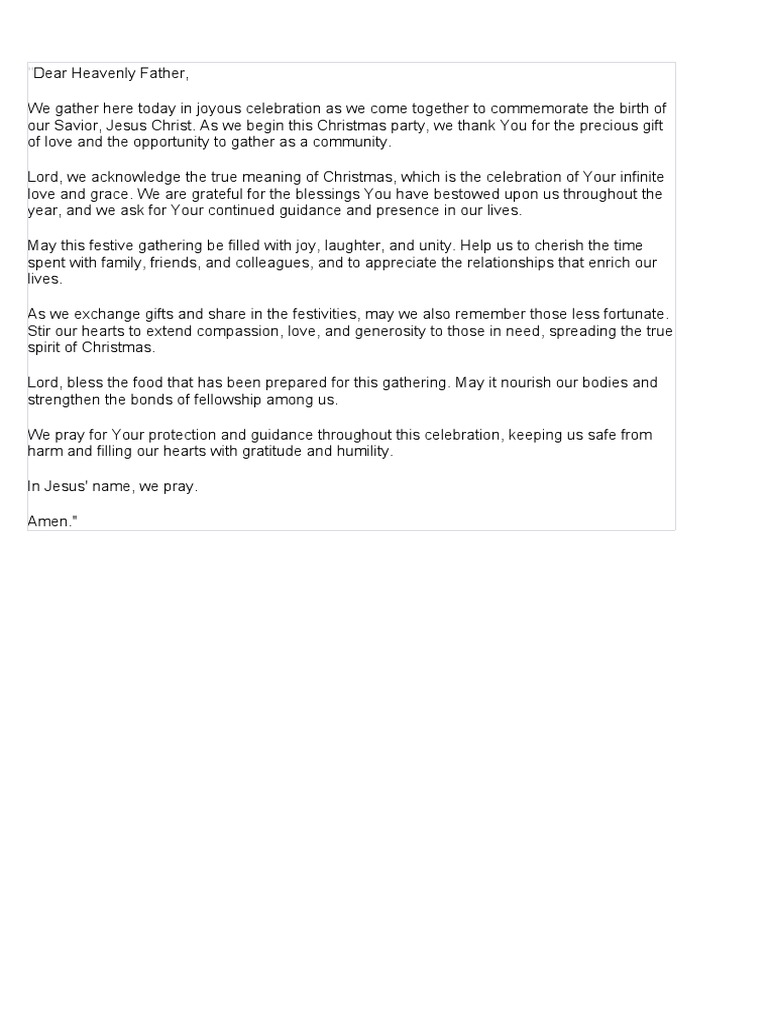Opening prayer for christmas party pdf