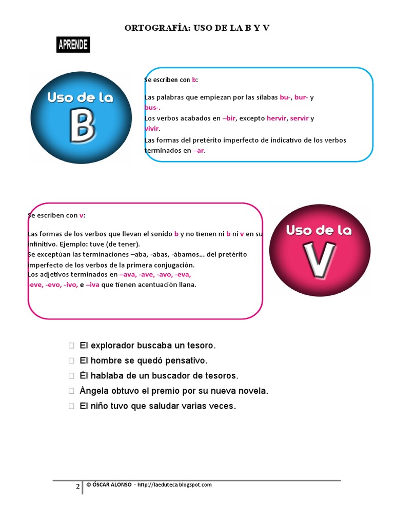 Ortografía - Uso de B y V | PDF | Verbo | Mecánica del lenguaje