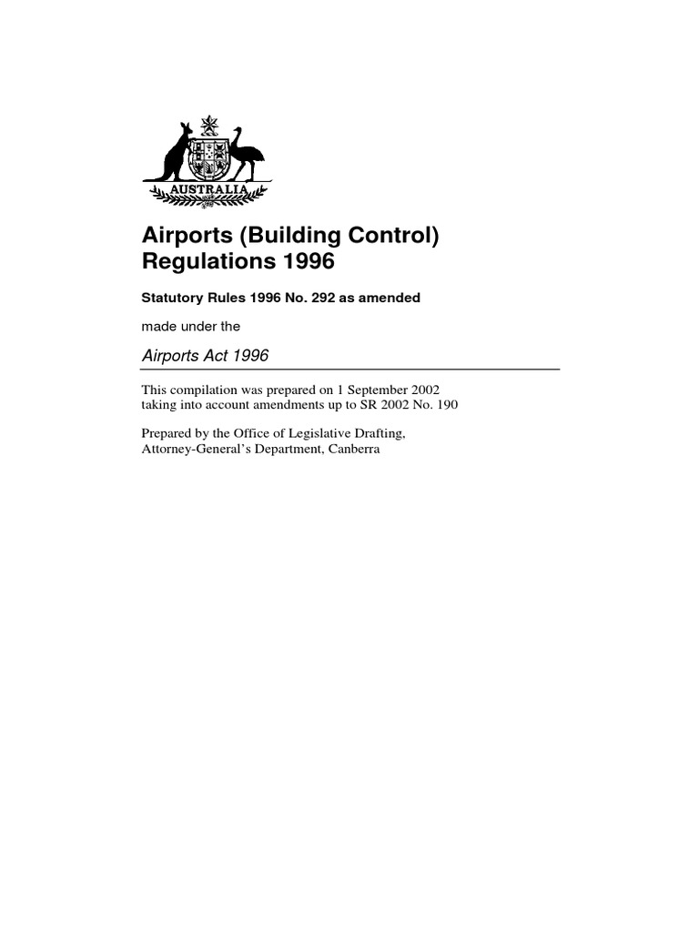 Airports Building Control Regulation 1996 PDF Government Justice