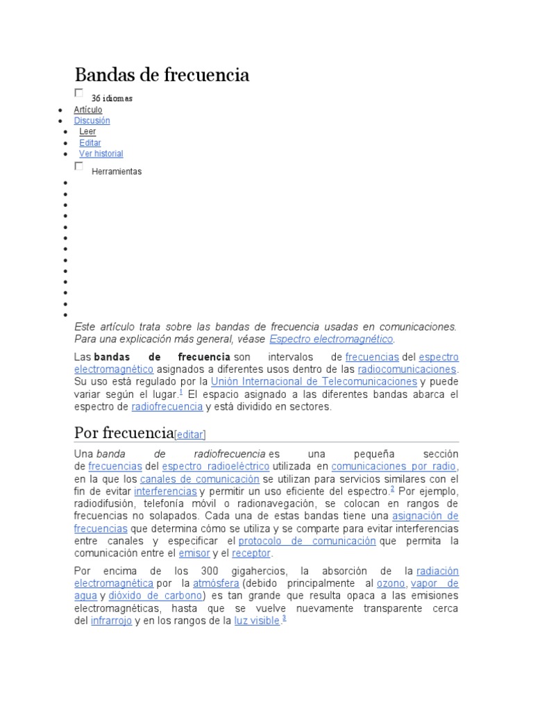 Bandas de Frecuencia en Comunicaciones | PDF | Radio | Comunicación
