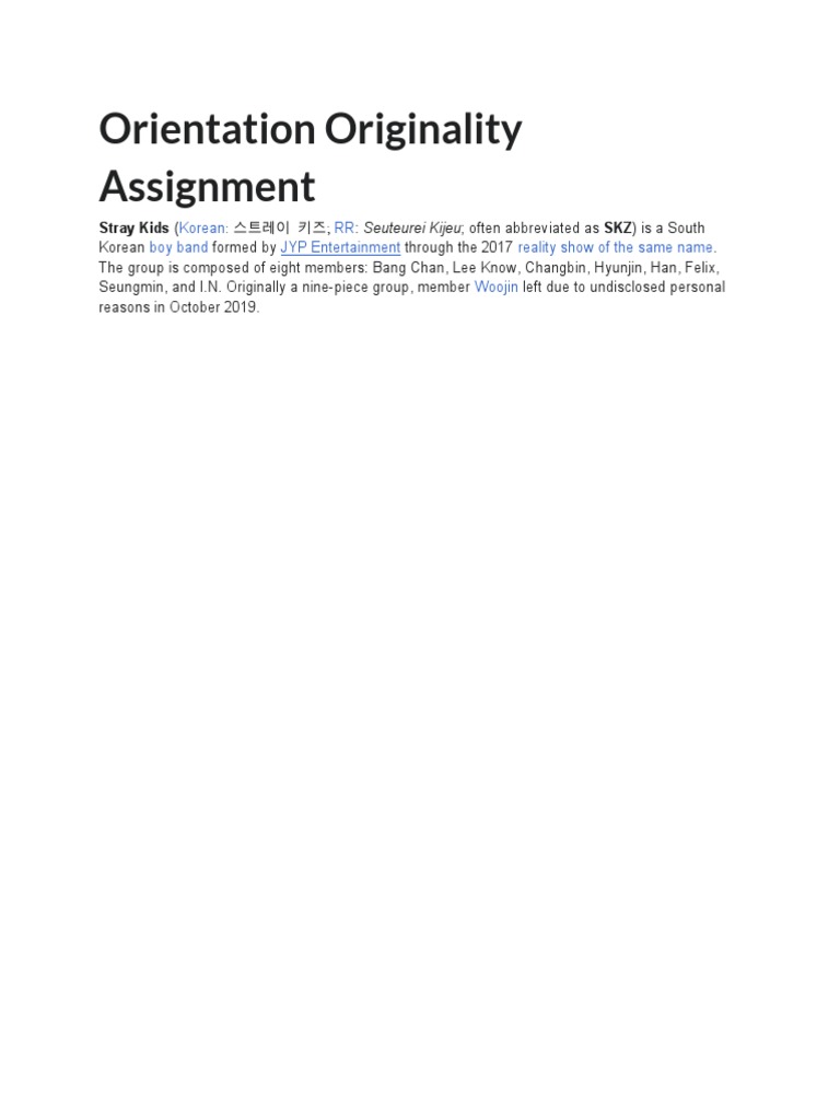 Orientation Originality Assignment | PDF