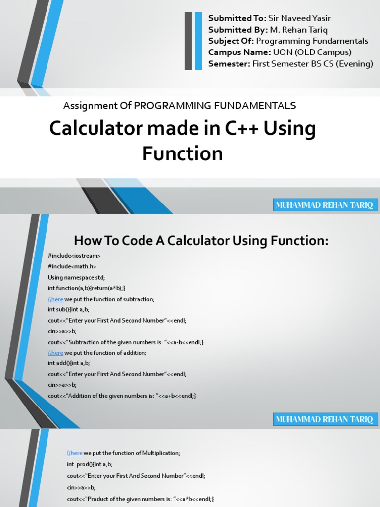 Calculator Made in C++ Using Function | PDF | Computer Science ...