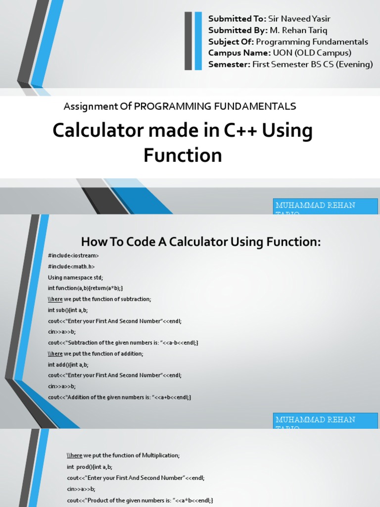 Calculator Made in C++ Using Function | PDF | Computer Engineering ...