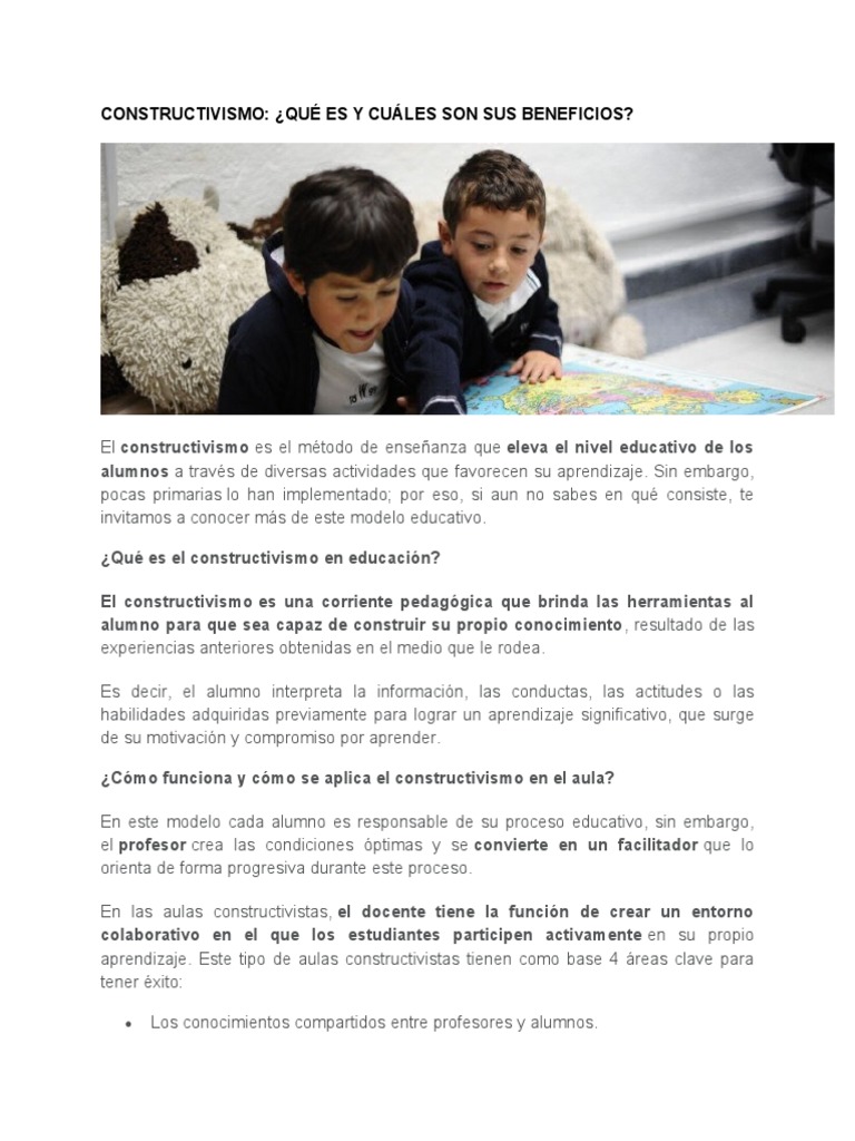 Beneficios del Constructivismo en Educación | PDF | Constructivismo ...