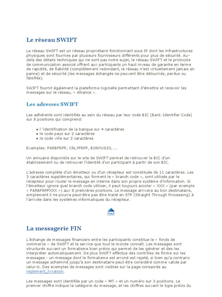Le Réseau SWIFT | PDF | Application | Réseau informatique